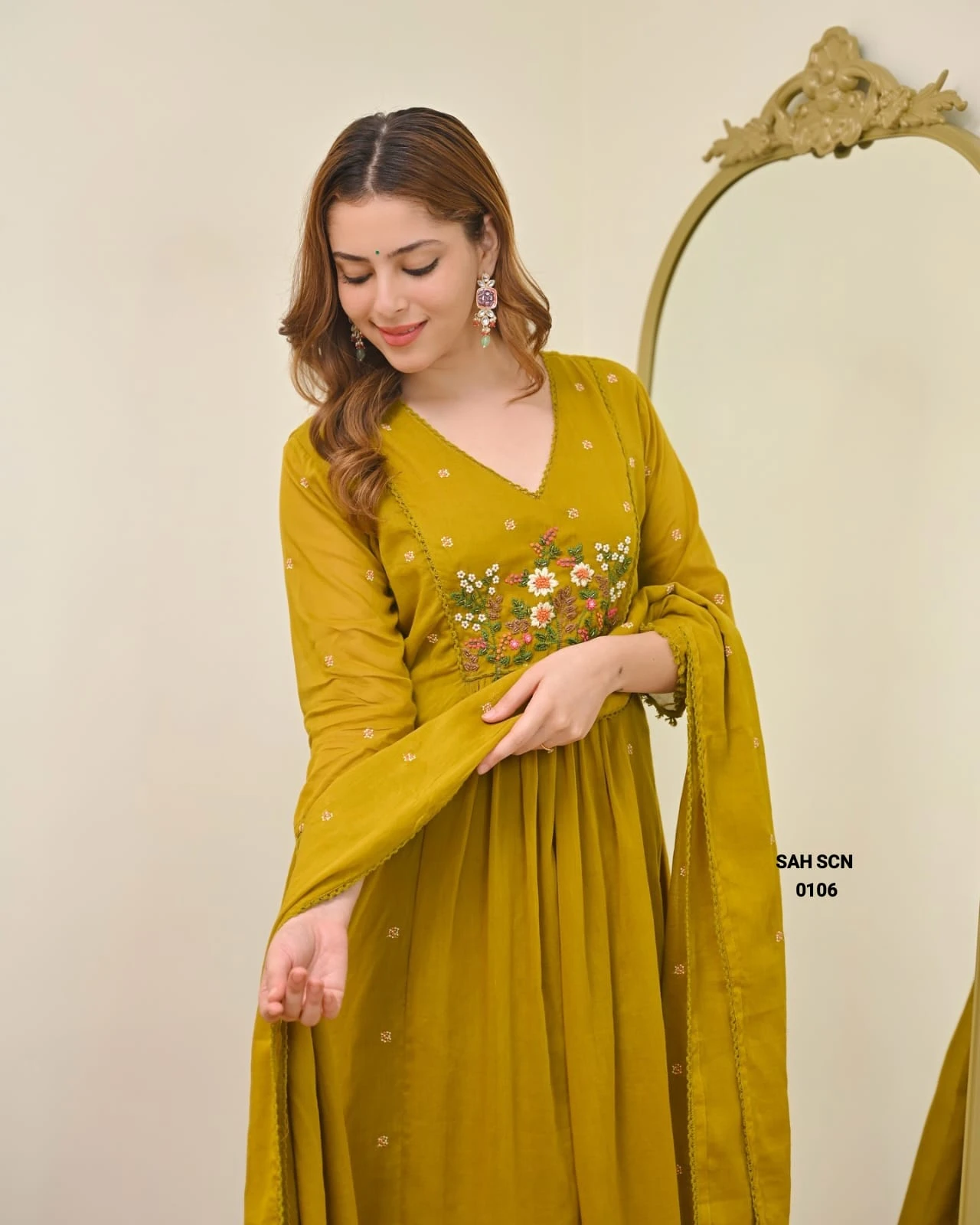 WOMEN'S PURE VISCOSE MUL CHANDERI EMBROIDERY WORK WITH  KURTA SETS